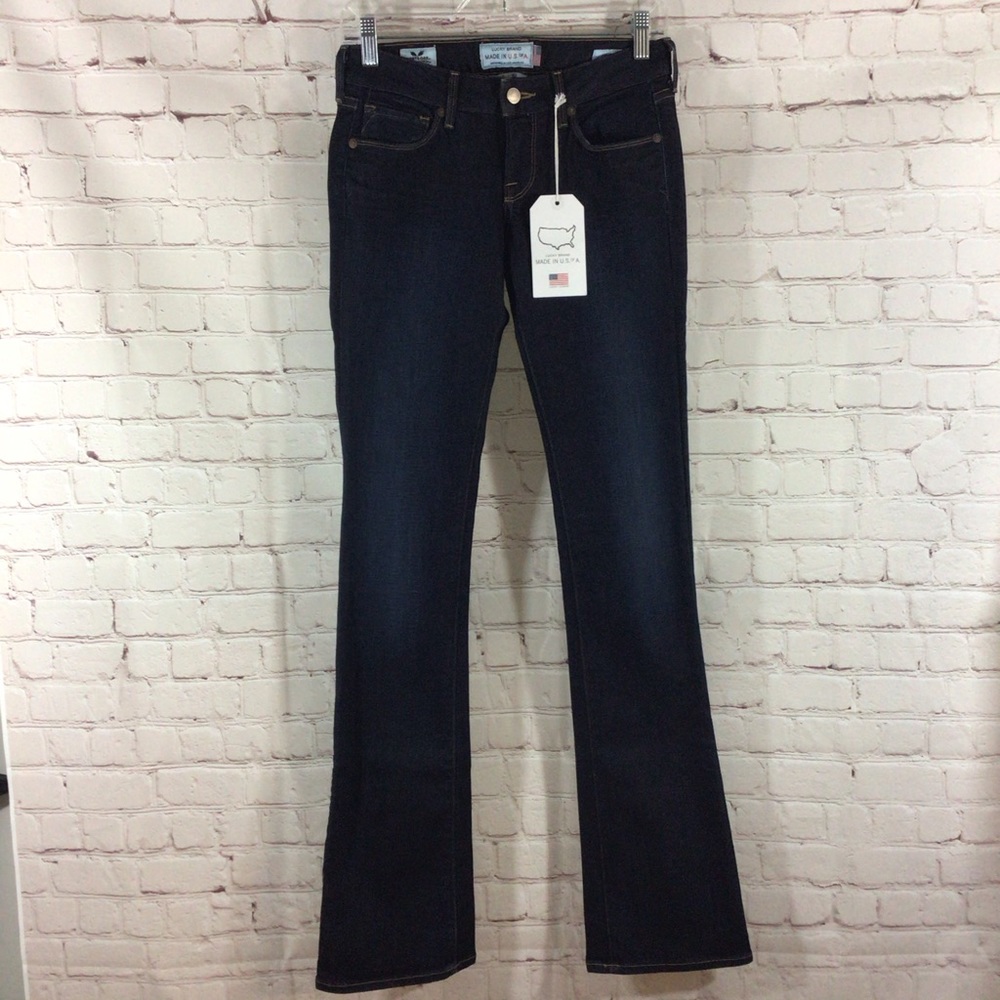 Lucky Brand Lolita Boot Cut Dark Wash Denim Blue Jeans Size 00 New With Tags - Picture 1 of 10